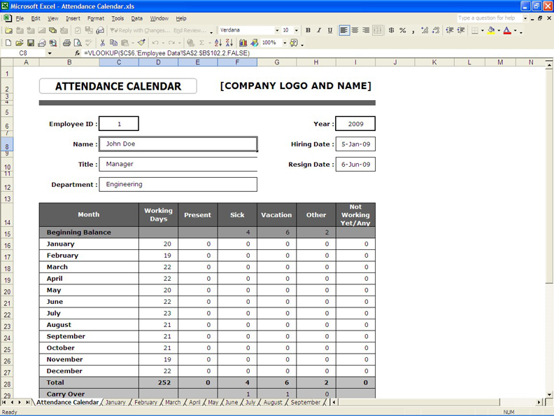 Employee absence template 2010 1040 form